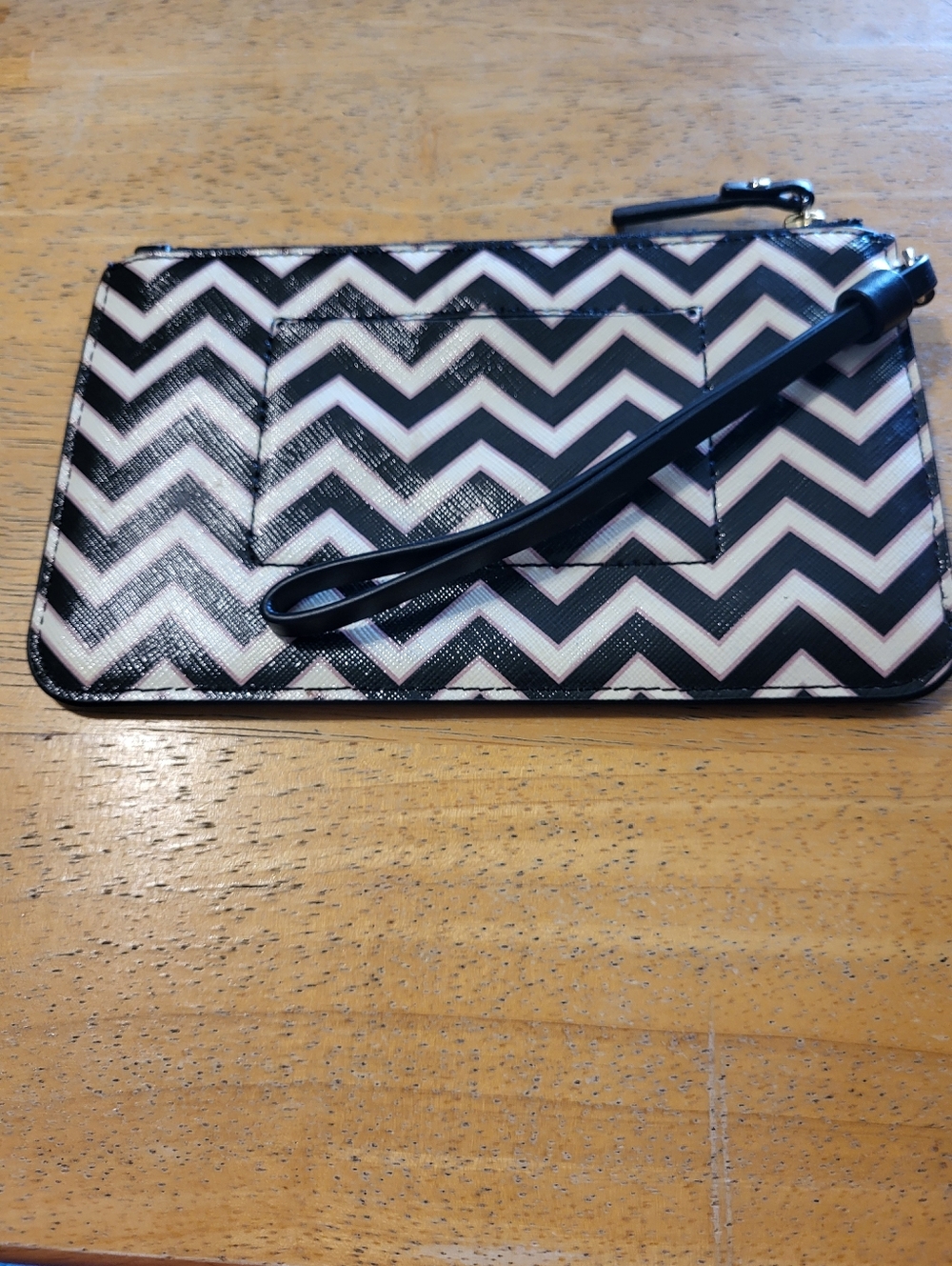 kate spade Black and White Chevron Wristlet with Pink Accents - Picture 2 of 3